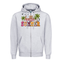 Heather Grey hello summer Zipper Hoodie - JahusDesignShop