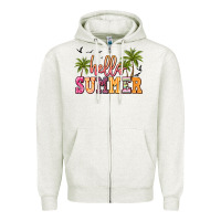 Oatmeal Heather hello summer Zipper Hoodie - JahusDesignShop