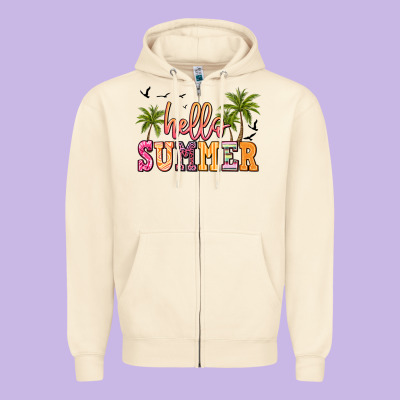 Hello Summer Zipper Hoodie Designed By Jahusdesignshop