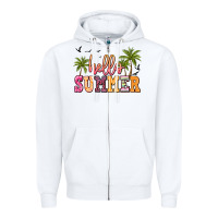 White hello summer Zipper Hoodie - JahusDesignShop
