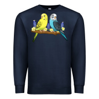 Navy cute budgies Premium Sweatshirt - linhVisuals