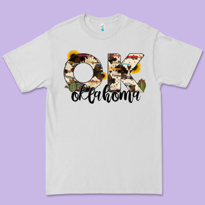 Oklahoma State Cowhide Serape Cactus Premium Tee Designed By Ranaportraitstore
