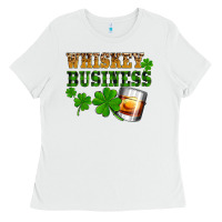 White St. Patrick's Day whiskey business Ladies Tee - OliviaCreatesArt