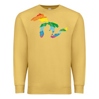 Antique Gold all michigan great lakes rainbow colors Premium Sweatshirt - linhVisuals