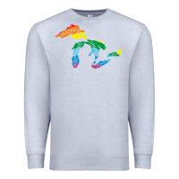 Heather Grey all michigan great lakes rainbow colors Premium Sweatshirt - linhVisuals