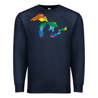 Navy all michigan great lakes rainbow colors Premium Sweatshirt - linhVisuals
