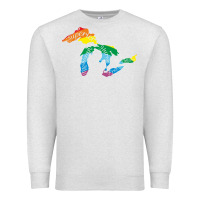 Oatmeal Heather all michigan great lakes rainbow colors Premium Sweatshirt - linhVisuals