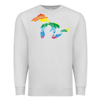 Dove Grey all michigan great lakes rainbow colors Premium Sweatshirt - linhVisuals