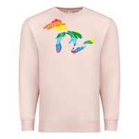 Pale Pink all michigan great lakes rainbow colors Premium Sweatshirt - linhVisuals