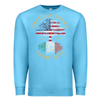 Ocean Blue american grown italian roots italy flag vintage tree Premium Sweatshirt - linhVisuals