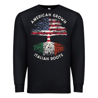 Black american grown italian roots usa italy flag tree Premium Sweatshirt - linhVisuals