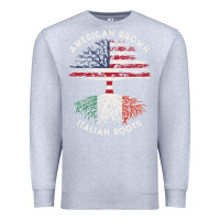 Heather Grey american grown italian roots usa italy flag tree Premium Sweatshirt - linhVisuals