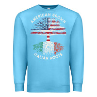 Ocean Blue american grown italian roots usa italy flag tree Premium Sweatshirt - linhVisuals