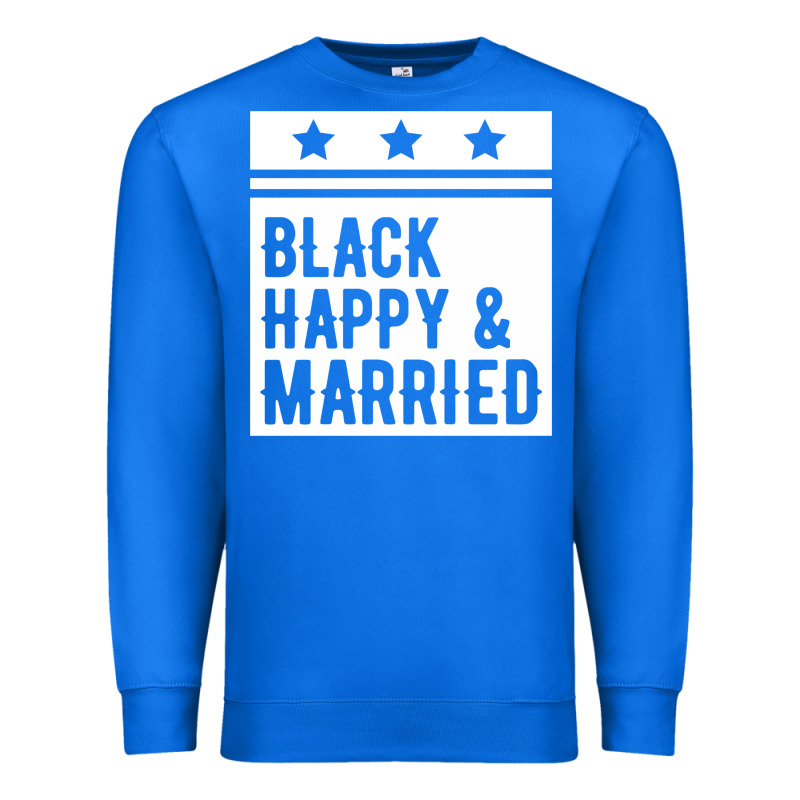 Black Happy & Married Funny Wedding Gifts Premium Sweatshirt by linhVisuals | Teevron
