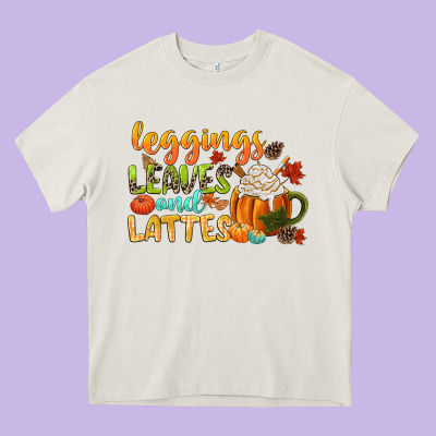 Leaves And Lattes Heavy Core Tee Designed By Cowgirlartshop