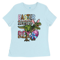 Baby Blue Easter Saurus Rex Ladies Tee - OliviaCreatesArt