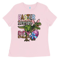 Bubblegum Pink Easter Saurus Rex Ladies Tee - OliviaCreatesArt