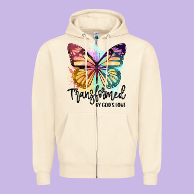 Transformed By God's Love Zipper Hoodie Designed By Jahusdesignshop