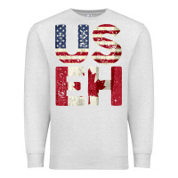 Oatmeal Heather canada us eh american canadian flag vintage america colors patriotic g Premium Sweatshirt - linhVisuals