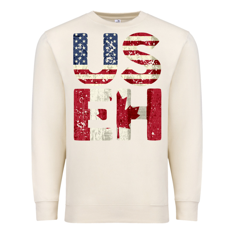 Canada Us Eh American Canadian Flag Vintage America Colors Patriotic G Premium Sweatshirt by linhVisuals | Teevron