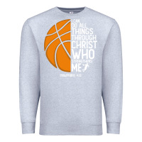 Heather Grey christian basketball i can do all things through christ philippians 41 Premium Sweatshirt - linhVisuals