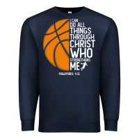 Navy christian basketball i can do all things through christ philippians 41 Premium Sweatshirt - linhVisuals