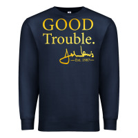 Navy good trouble john lewis signature Premium Sweatshirt - linhVisuals