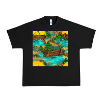 Black Lake Boat Rudder And Sunflowers Seamless Pattern Urban Heavy Tee - BundleAndBundleShop