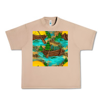 Burro Lake Boat Rudder And Sunflowers Seamless Pattern Urban Heavy Tee - BundleAndBundleShop