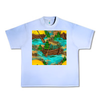 Grape Ice Lake Boat Rudder And Sunflowers Seamless Pattern Urban Heavy Tee - BundleAndBundleShop