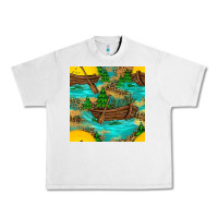 Lunar Rock Lake Boat Rudder And Sunflowers Seamless Pattern Urban Heavy Tee - BundleAndBundleShop