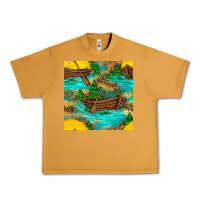 Peanut Butter Lake Boat Rudder And Sunflowers Seamless Pattern Urban Heavy Tee - BundleAndBundleShop