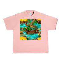 Salmon Lake Boat Rudder And Sunflowers Seamless Pattern Urban Heavy Tee - BundleAndBundleShop