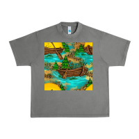 Tornado Lake Boat Rudder And Sunflowers Seamless Pattern Urban Heavy Tee - BundleAndBundleShop