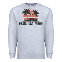 Heather Grey florida man state funny meme vintage palm trees and sunset retro sun Premium Sweatshirt - linhVisuals