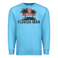 Ocean Blue florida man state funny meme vintage palm trees and sunset retro sun Premium Sweatshirt - linhVisuals