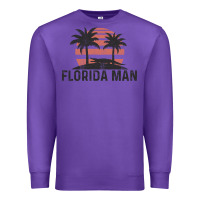 Purple florida man state funny meme vintage palm trees and sunset retro sun Premium Sweatshirt - linhVisuals