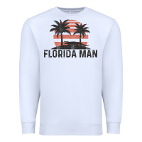 White florida man state funny meme vintage palm trees and sunset retro sun Premium Sweatshirt - linhVisuals