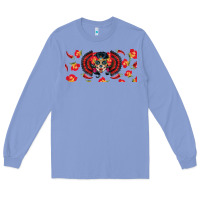 Colony Blue sugar skull rose libbey glass Long Sleeve Tee - BundleAndBundleShop