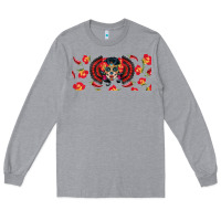 Heather Grey sugar skull rose libbey glass Long Sleeve Tee - BundleAndBundleShop