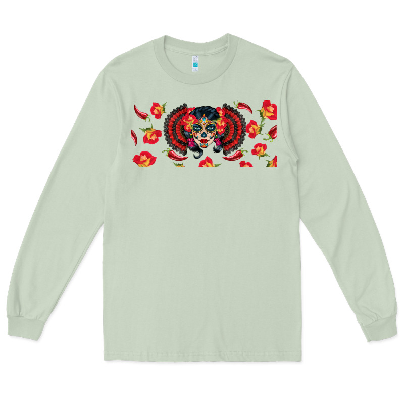 Sugar Skull Rose Libbey Glass Long Sleeve Tee by BundleAndBundleShop | Teevron