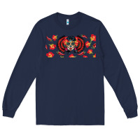 Navy sugar skull rose libbey glass Long Sleeve Tee - BundleAndBundleShop