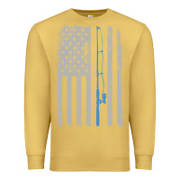 Antique Gold fishing american flag vintage fishing rod patriotic 4ht of july gift f Premium Sweatshirt - linhVisuals
