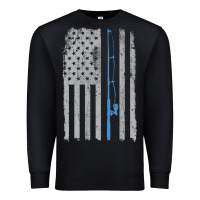 Black fishing american flag vintage fishing rod patriotic 4ht of july gift f Premium Sweatshirt - linhVisuals