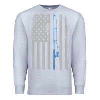Heather Grey fishing american flag vintage fishing rod patriotic 4ht of july gift f Premium Sweatshirt - linhVisuals