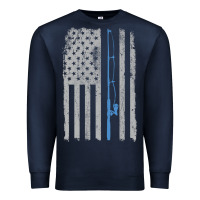 Navy fishing american flag vintage fishing rod patriotic 4ht of july gift f Premium Sweatshirt - linhVisuals