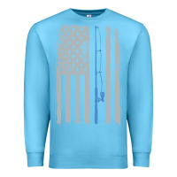 Ocean Blue fishing american flag vintage fishing rod patriotic 4ht of july gift f Premium Sweatshirt - linhVisuals