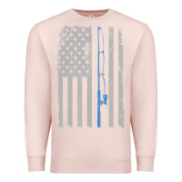 Pale Pink fishing american flag vintage fishing rod patriotic 4ht of july gift f Premium Sweatshirt - linhVisuals