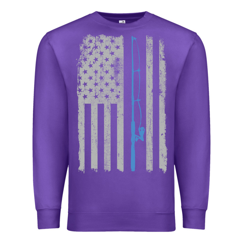 Fishing American Flag Vintage Fishing Rod Patriotic 4ht Of July Gift F Premium Sweatshirt by linhVisuals | Teevron