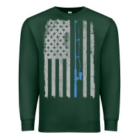 Sports Green fishing american flag vintage fishing rod patriotic 4ht of july gift f Premium Sweatshirt - linhVisuals